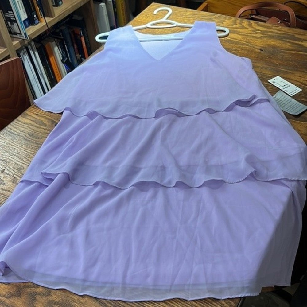 NWT Tash + Sophie Beautiful Lavender Ruffle Tiered Chiffon Sleeveless Dress XL