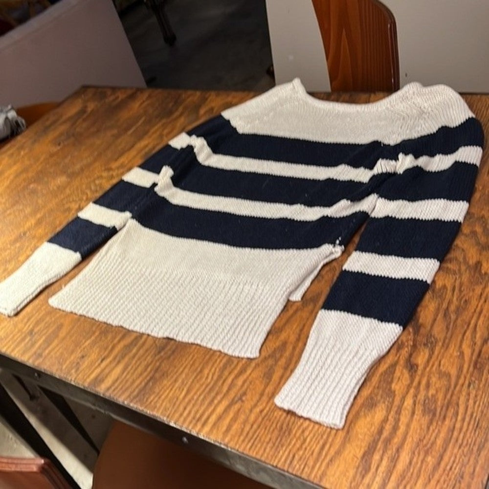 Navy Blue and Cream Knot Sweater Size S