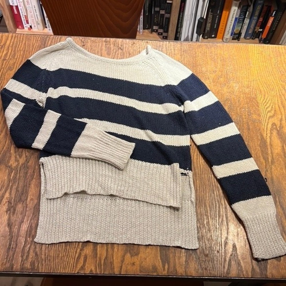 Navy Blue and Cream Knot Sweater Size S