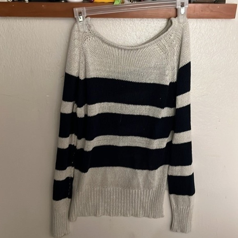 Navy Blue and Cream Knot Sweater Size S