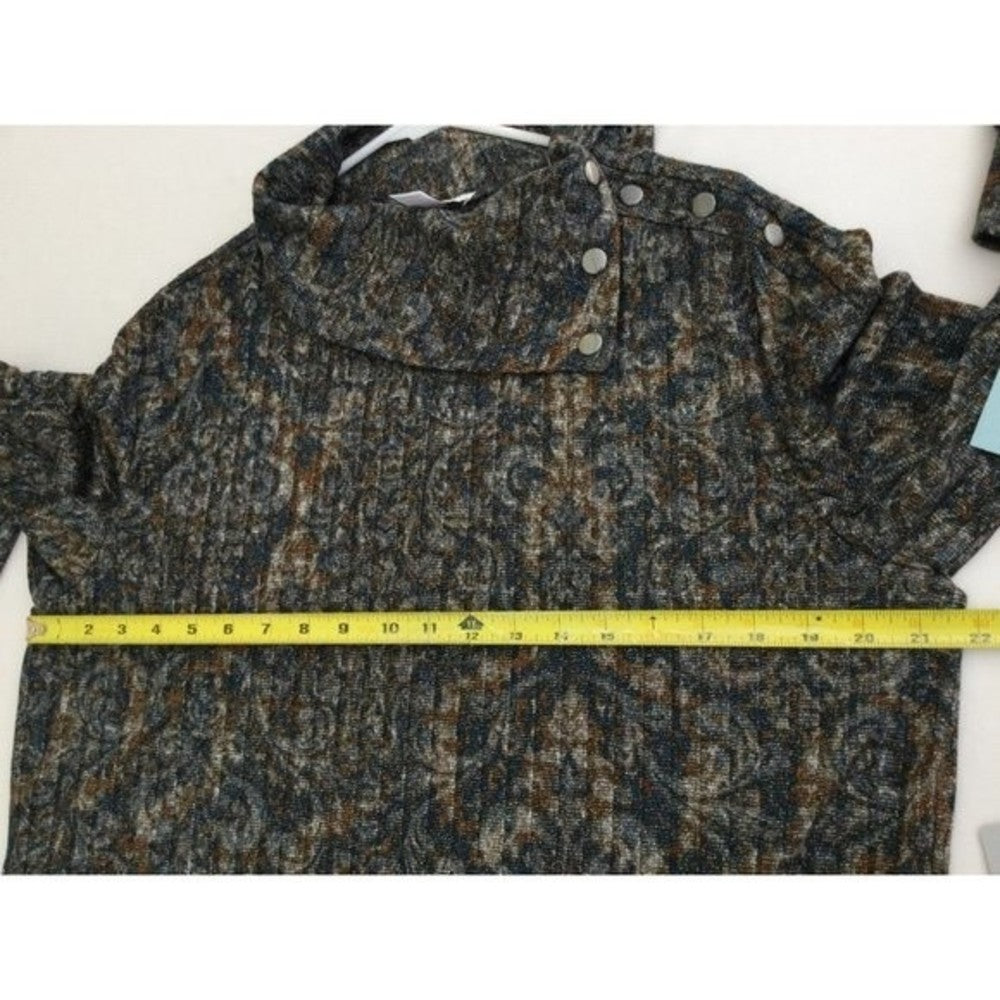 NWT London Times Womens Dress Cowl Neck Shift Paisley Size XL Metallic Festive