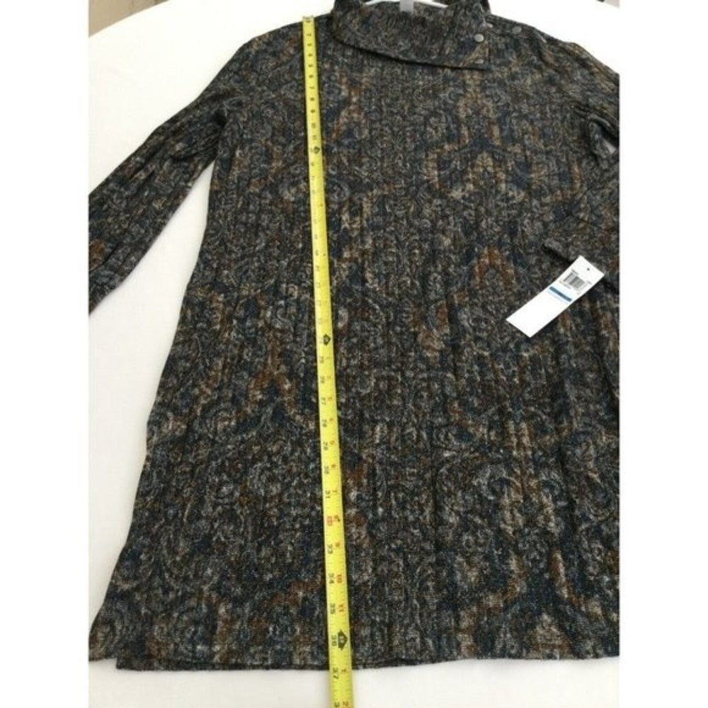 NWT London Times Womens Dress Cowl Neck Shift Paisley Size XL Metallic Festive