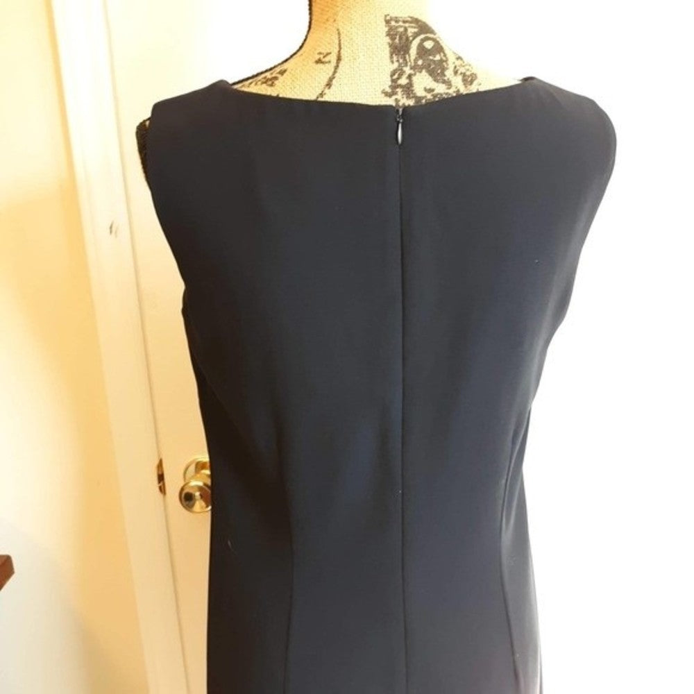 Danny & Nicole Sleeveless Tailored Navy Blue Classic V-Neck Dress Sz 12