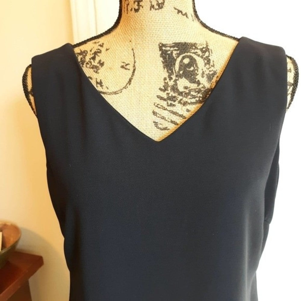 Danny & Nicole Sleeveless Tailored Navy Blue Classic V-Neck Dress Sz 12