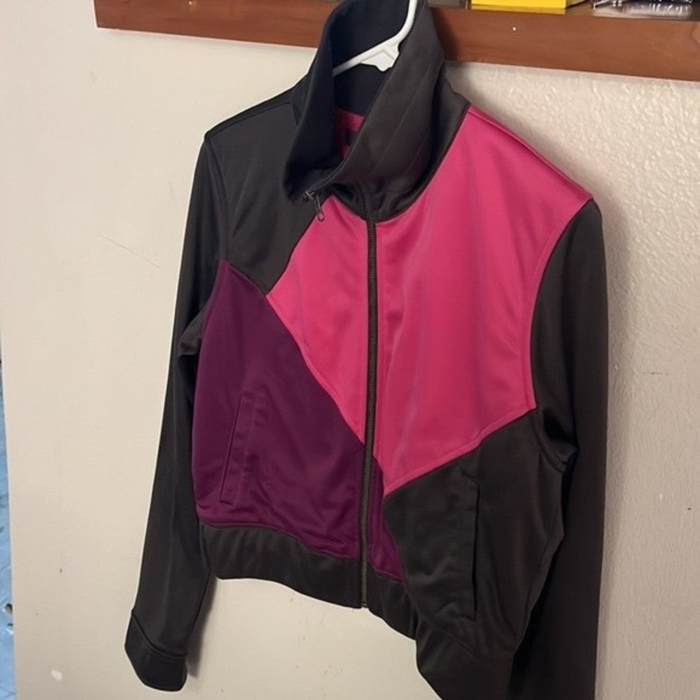 Dark Grey, Pink, and Purple Geometric Workout Jacket Size L (kids) or S (adult)