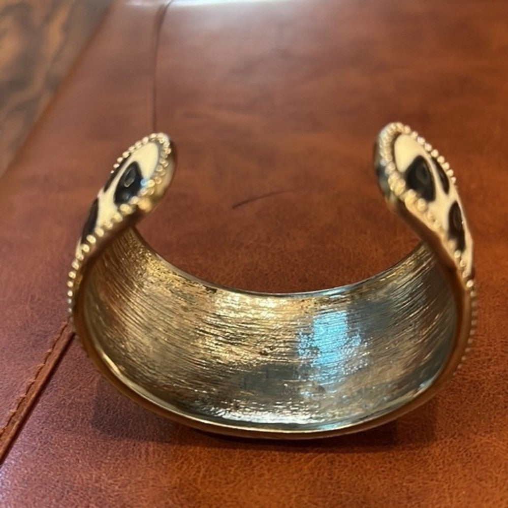Vintage Black and White Enamel Cuff Bracelet