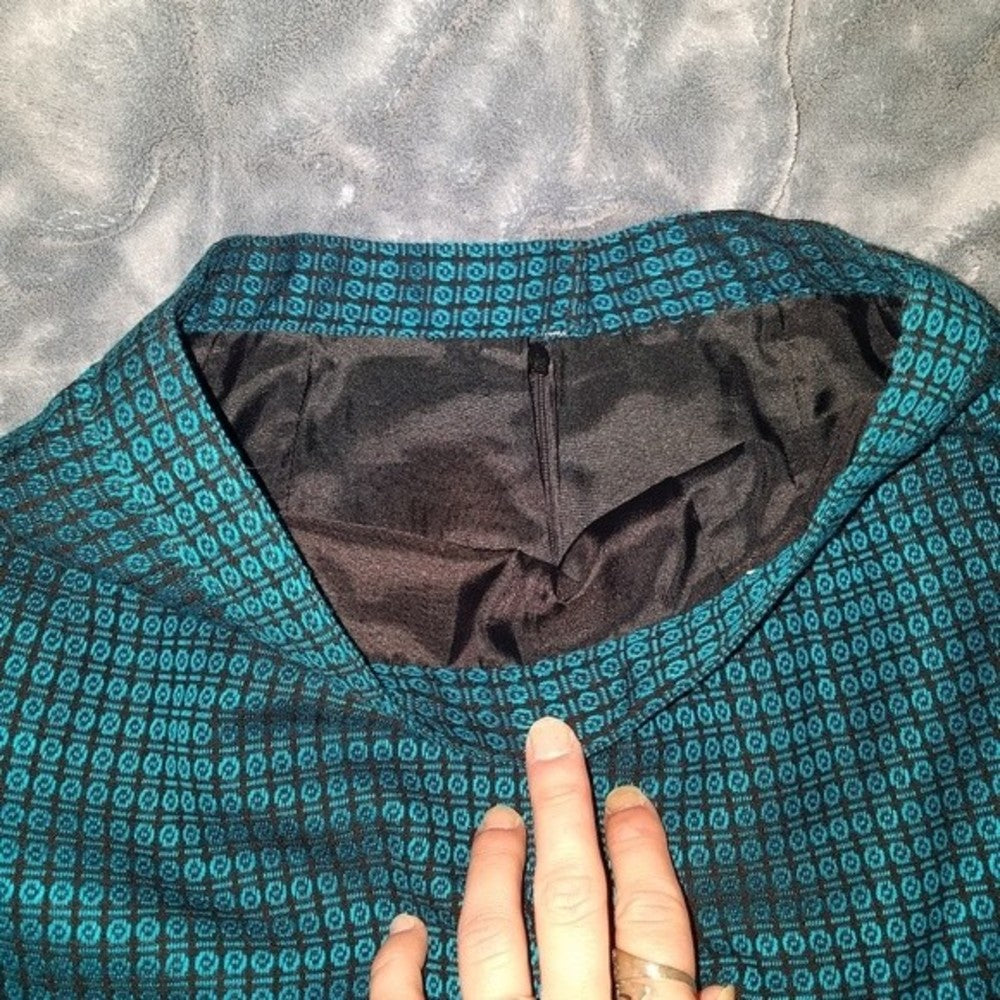 Bold Blue Patterned Handmade Pencil Skirt Size SP