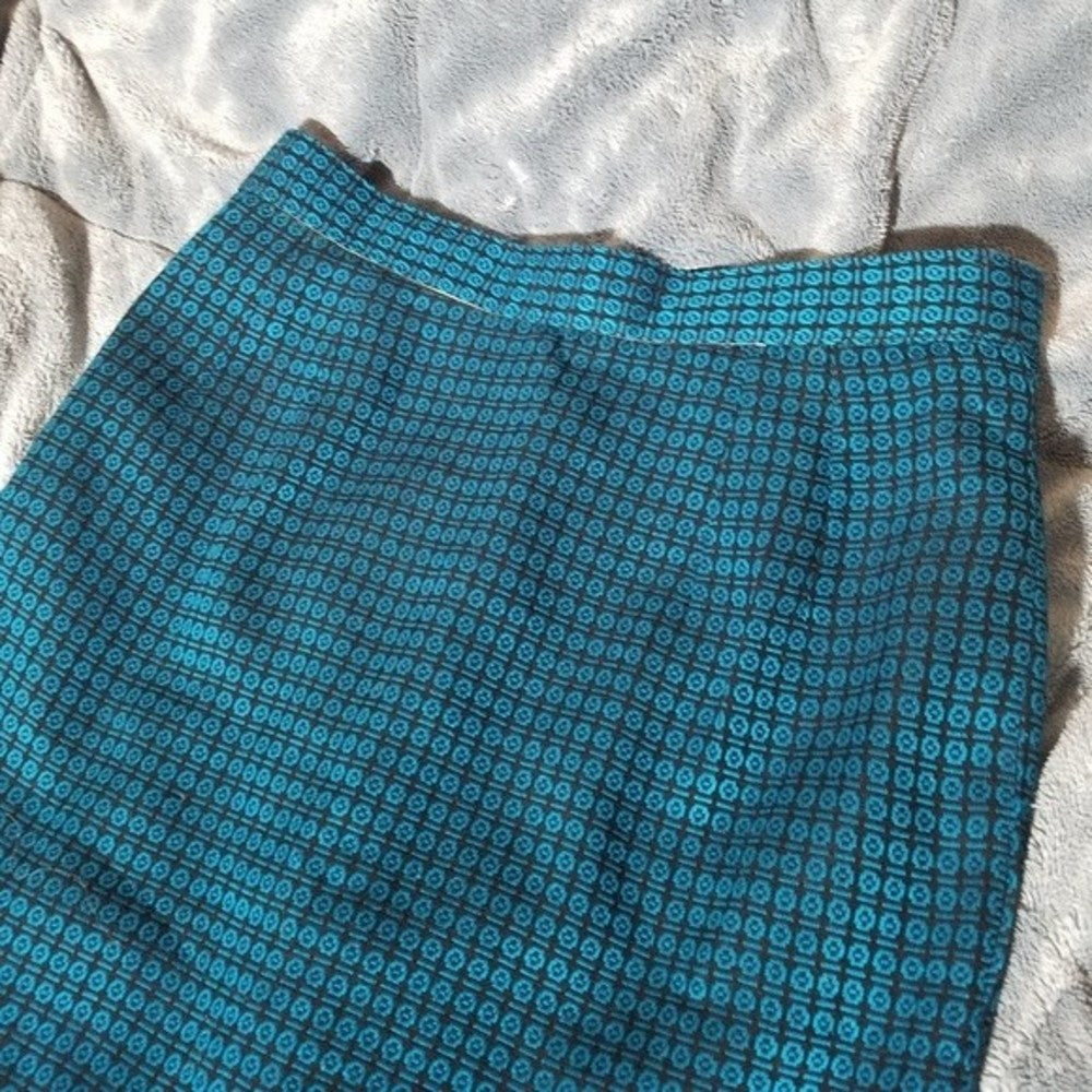Bold Blue Patterned Handmade Pencil Skirt Size SP