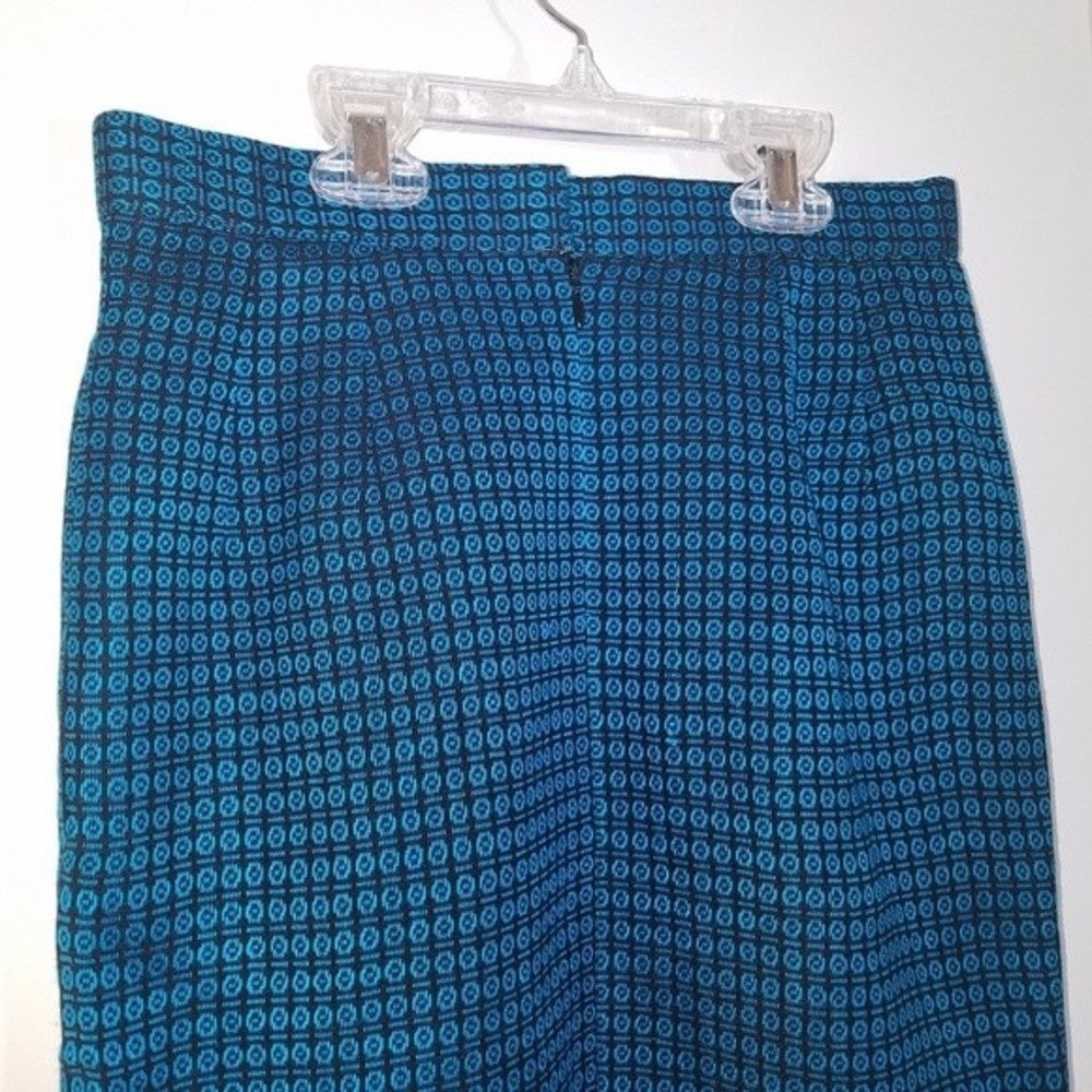 Bold Blue Patterned Handmade Pencil Skirt Size SP