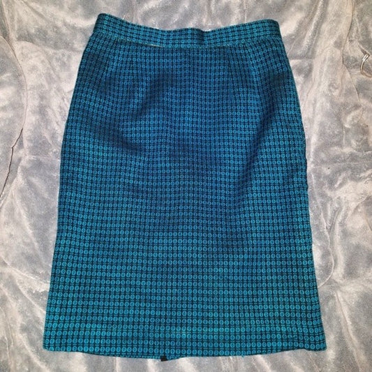 Bold Blue Patterned Handmade Pencil Skirt Size SP