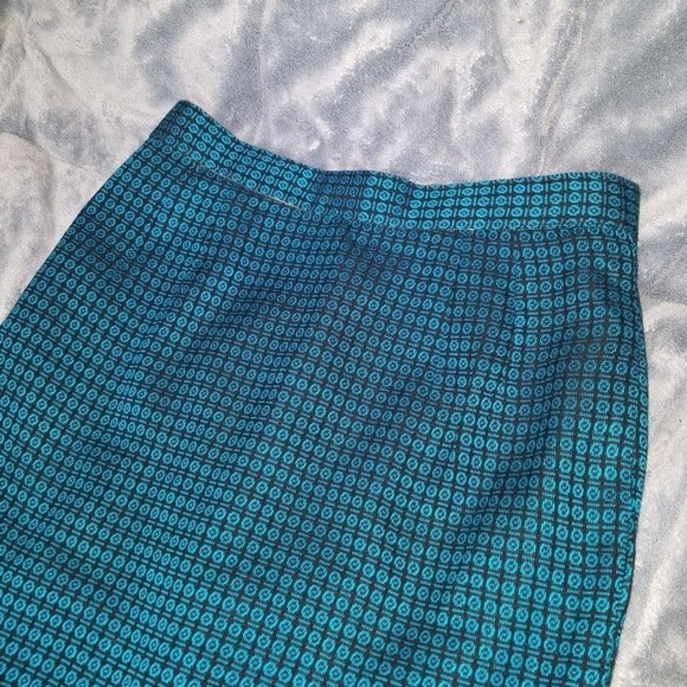 Bold Blue Patterned Handmade Pencil Skirt Size SP