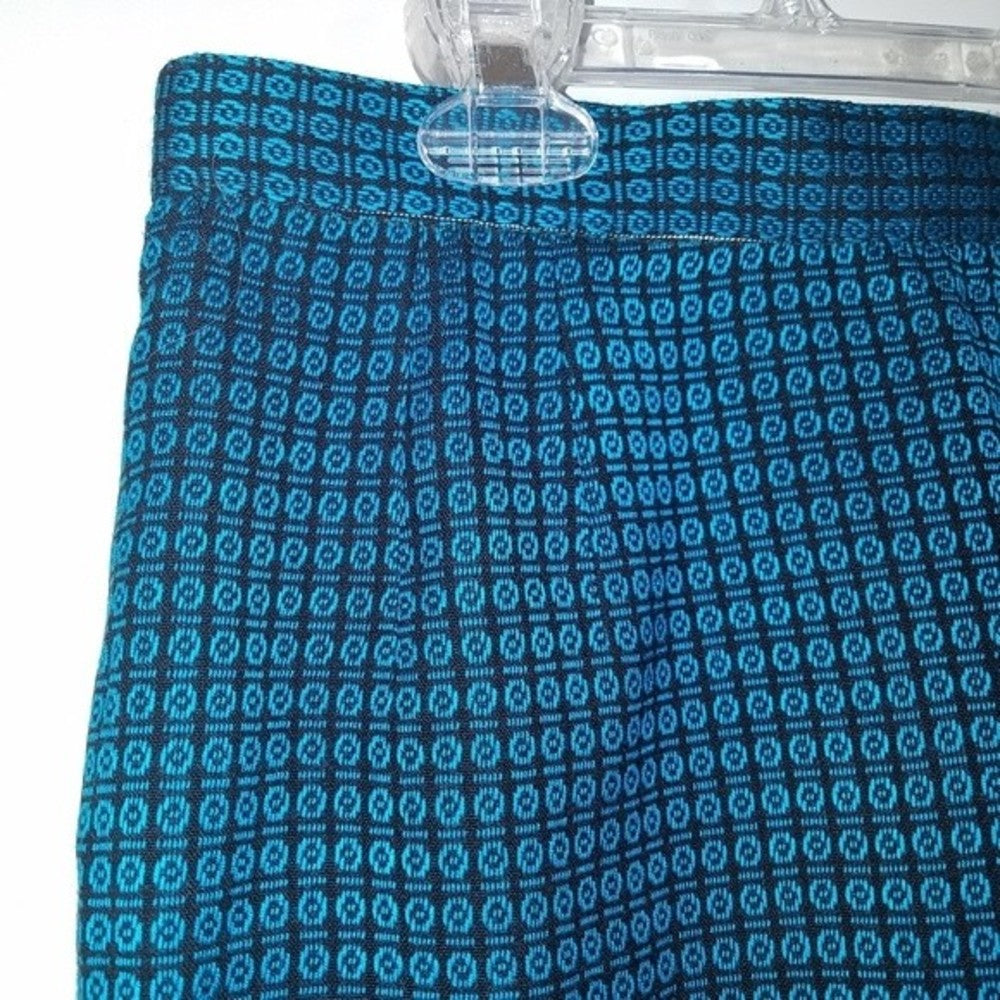Bold Blue Patterned Handmade Pencil Skirt Size SP
