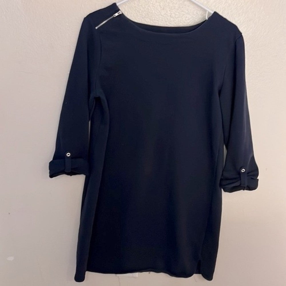 Merona Navy Blue Boatneck Dress Size L