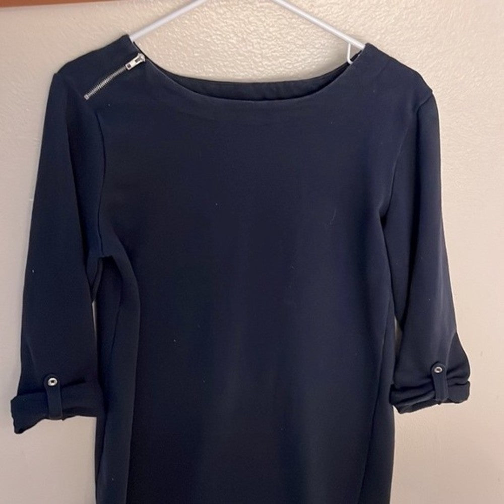 Merona Navy Blue Boatneck Dress Size L