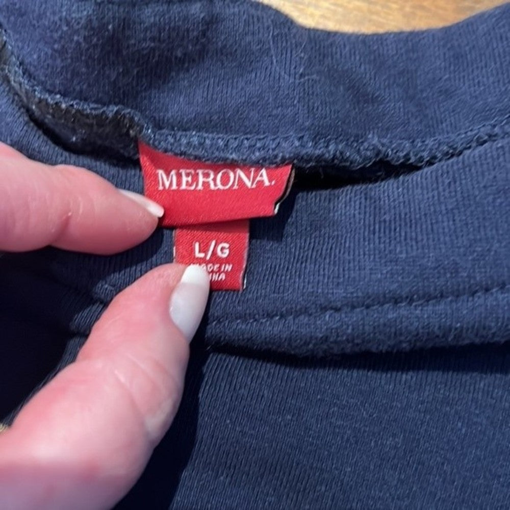 Merona Navy Blue Boatneck Dress Size L