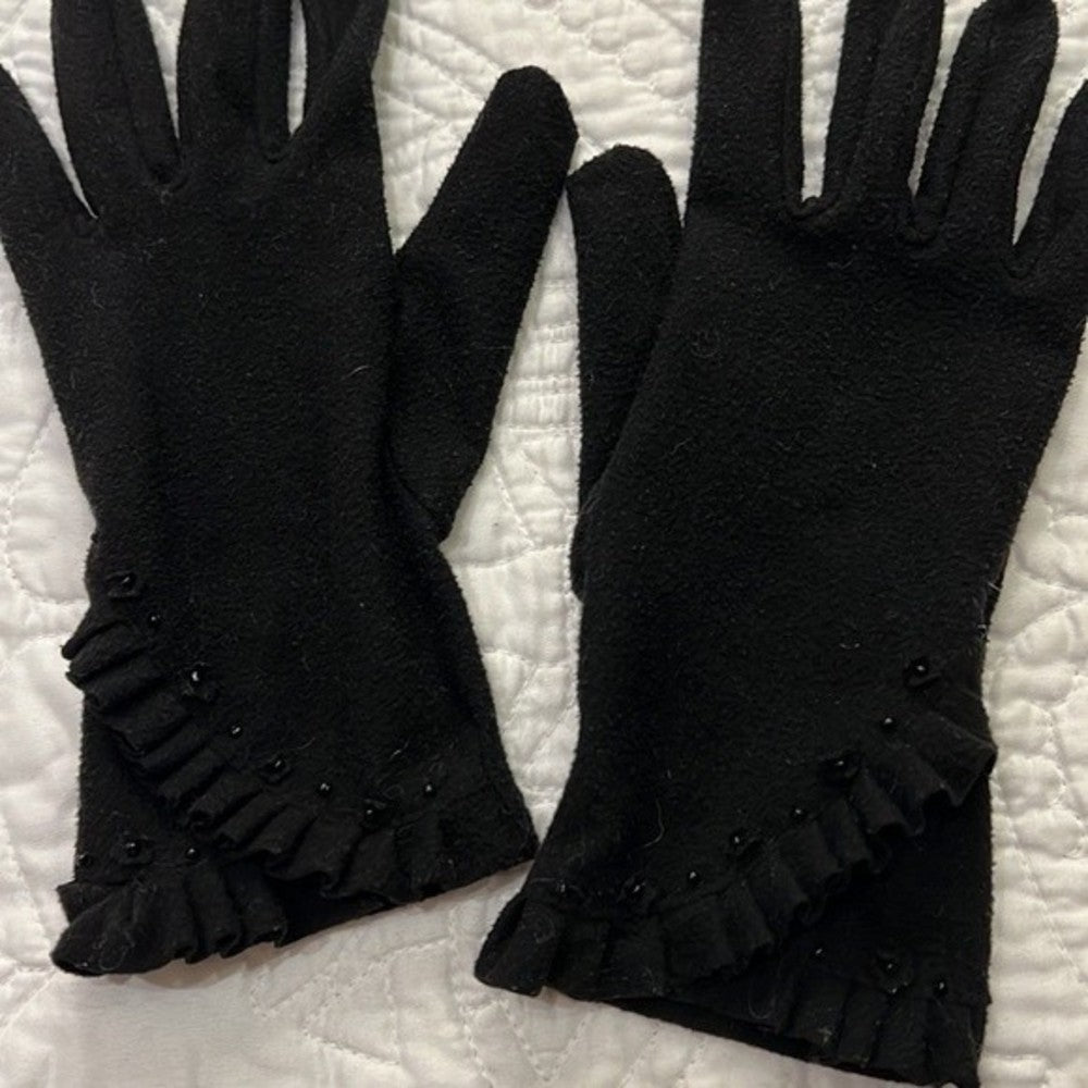 Vintage Black Embellished Gloves