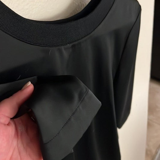Black Silky WHO WHAT WHERE Blouse Size M