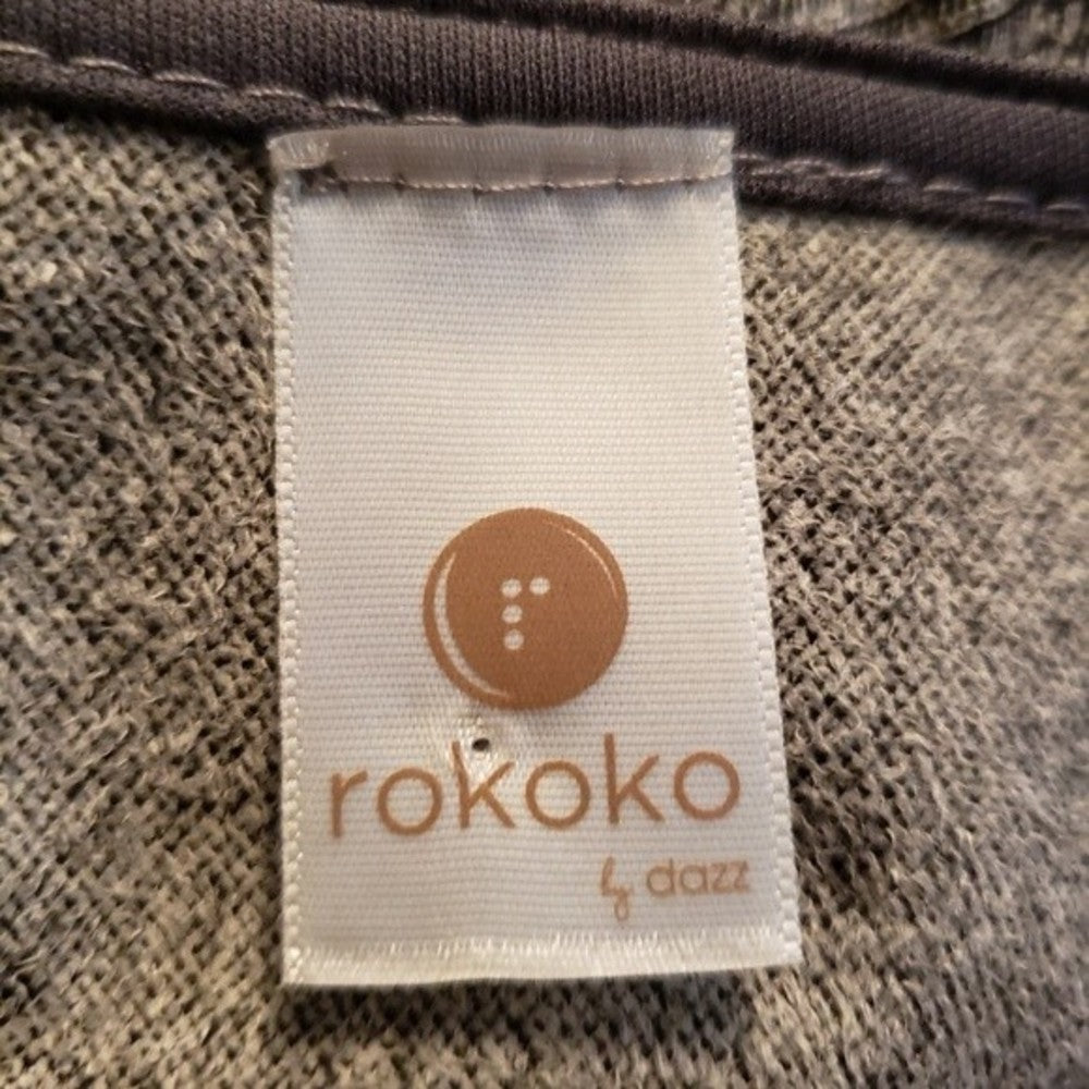 ROKOKO Trapeze Dress Sleeveless Back Cutout Large Gray with White Checks