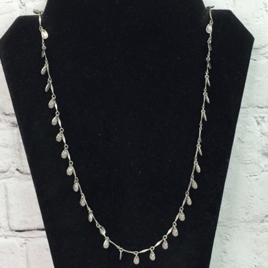 Vintage S10 Silver Imprinted Long Statement Necklace