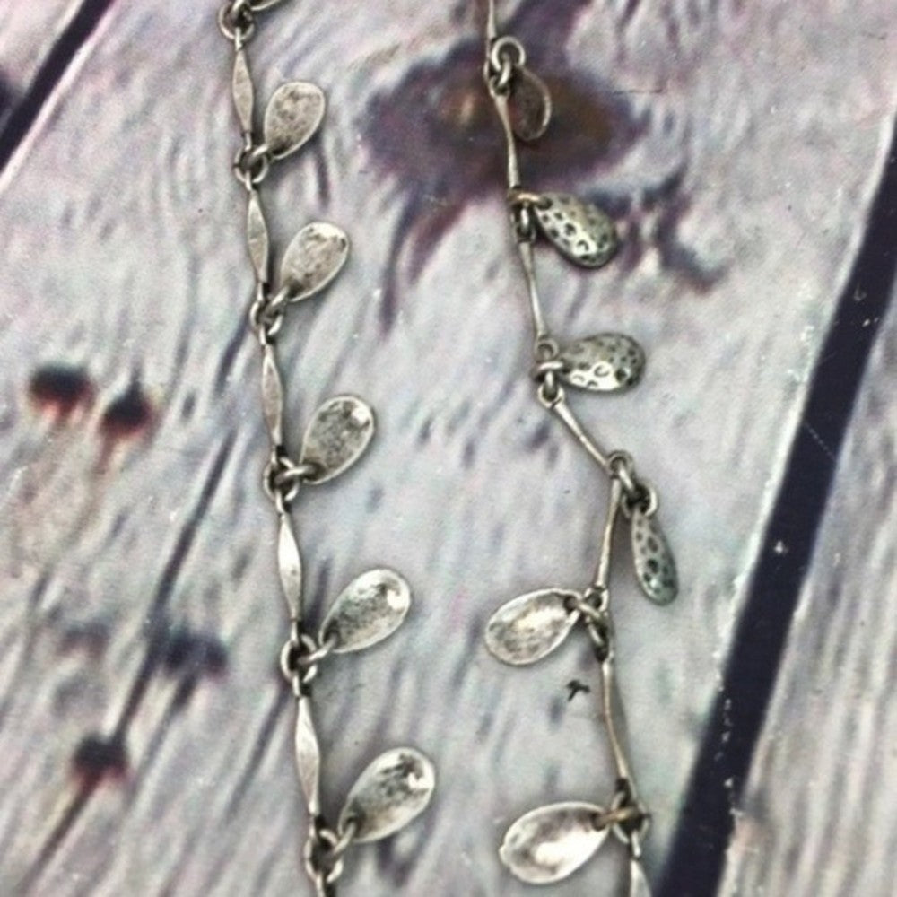 Vintage S10 Silver Imprinted Long Statement Necklace