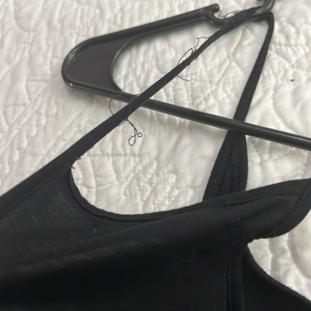 Reoria Black V-Neck Romper with Pockets Size S