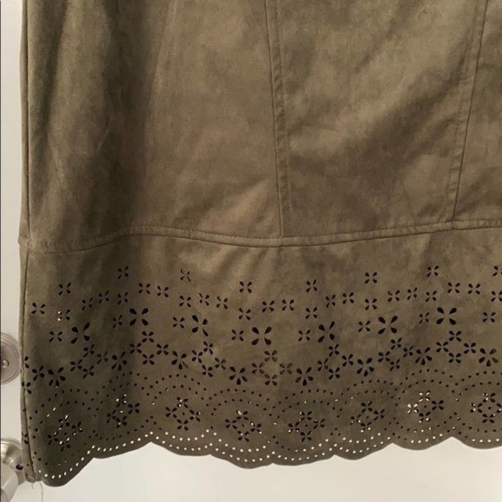 Dark Forest Green Suede Short Sleeve Dress