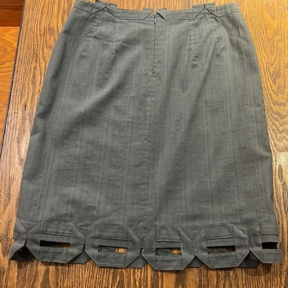 Grey Pencil Skirt with Cutout Hem Size 8