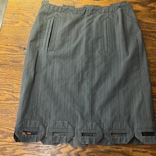 Grey Pencil Skirt with Cutout Hem Size 8