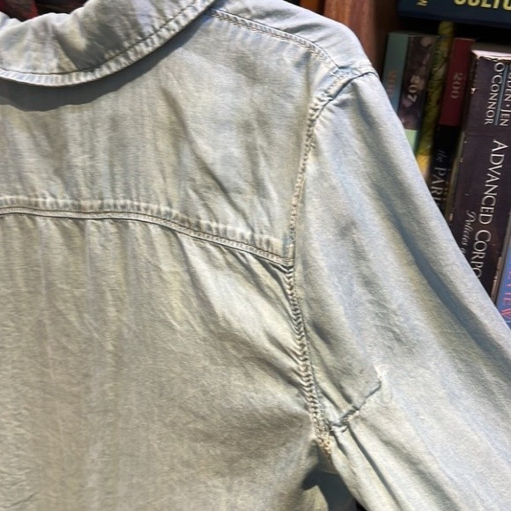 Adorable Paige Denim Chambray Top with Lace Up Front size S