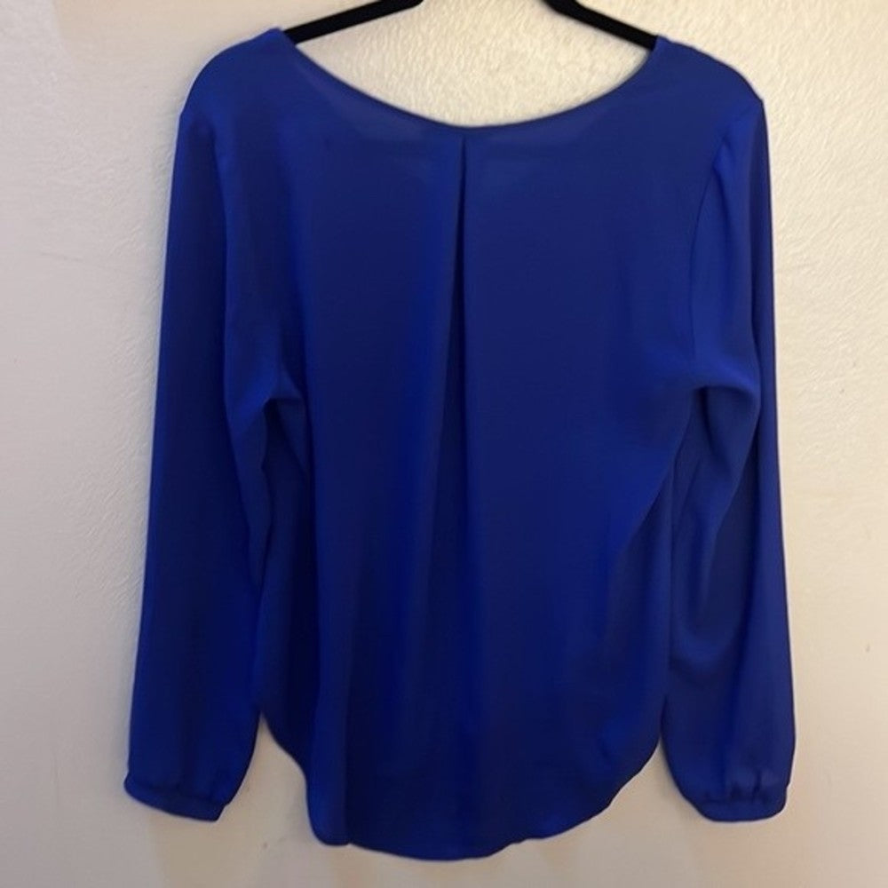 Lush Blue Long Sleeve V-neck Blouse