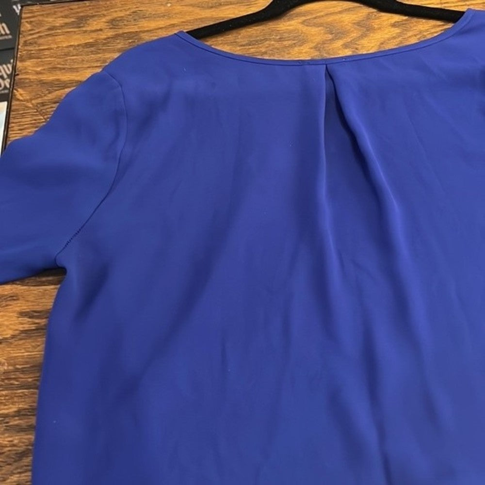Lush Blue Long Sleeve V-neck Blouse