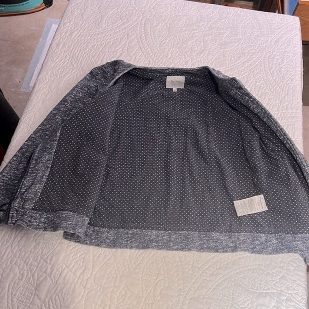 Pepe Jeans Asymmetrical Navy Blue & White Jacket Size 14 (UK)