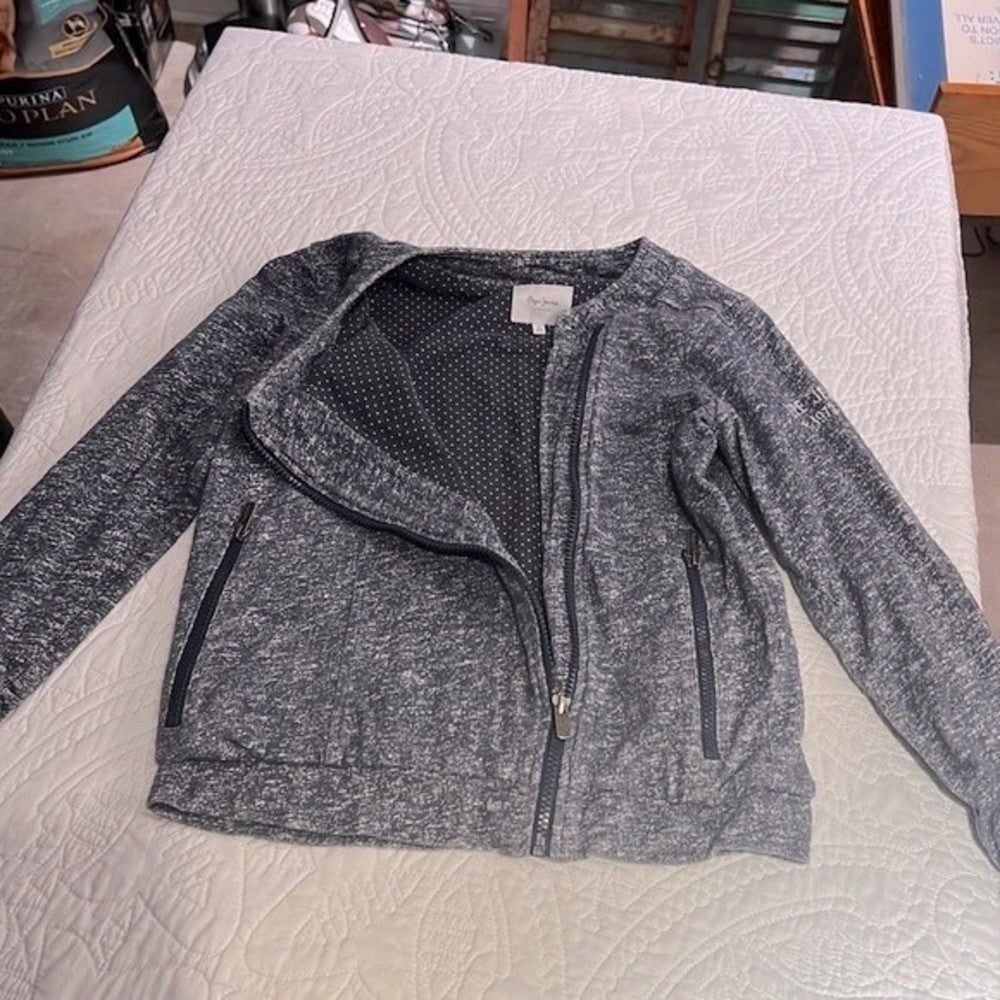 Pepe Jeans Asymmetrical Navy Blue & White Jacket Size 14 (UK)