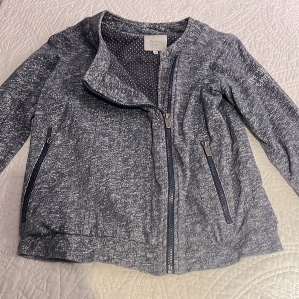 Pepe Jeans Asymmetrical Navy Blue & White Jacket Size 14 (UK)