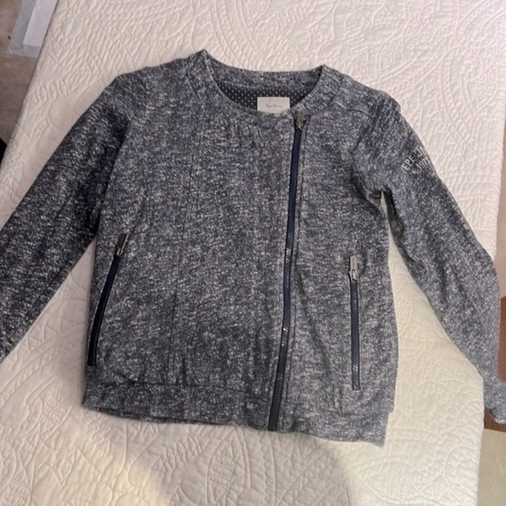 Pepe Jeans Asymmetrical Navy Blue & White Jacket Size 14 (UK)