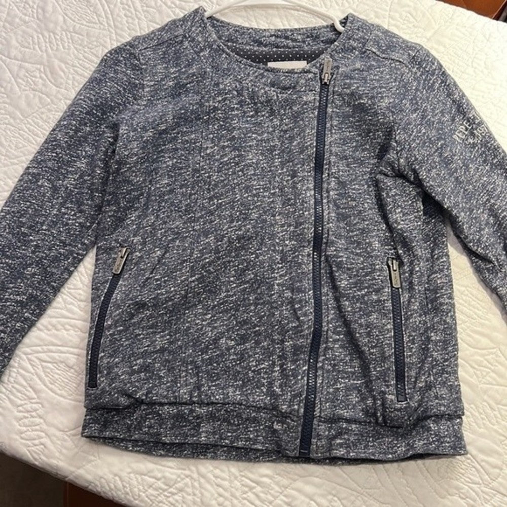 Pepe Jeans Asymmetrical Navy Blue & White Jacket Size 14 (UK)