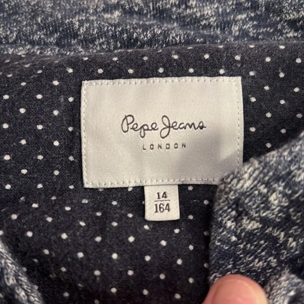 Pepe Jeans Asymmetrical Navy Blue & White Jacket Size 14 (UK)