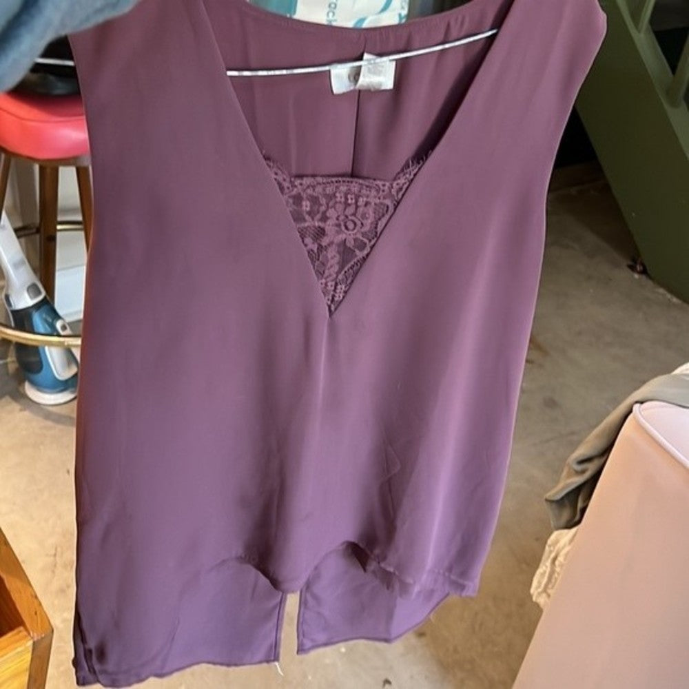 NWOT Ann Taylor Purple Loft Tunic Sleeveless Blouse size M
