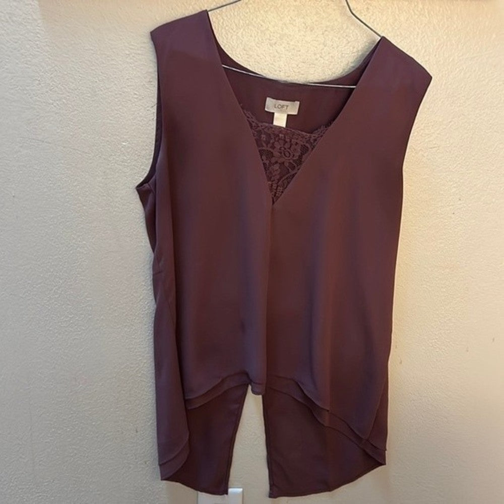 NWOT Ann Taylor Purple Loft Tunic Sleeveless Blouse size M