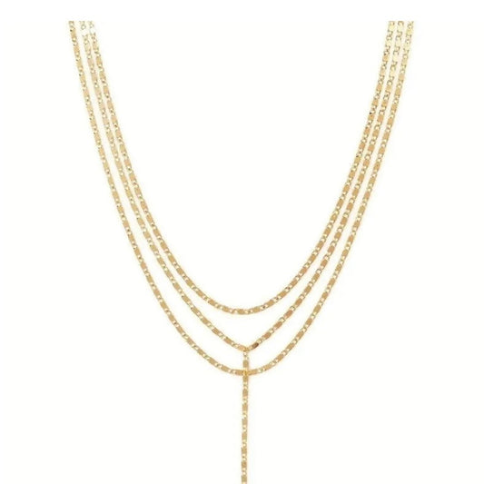 NWOT SUGARFIX by BaubleBar Layered Y Chain Necklace Y Drop Gold Color