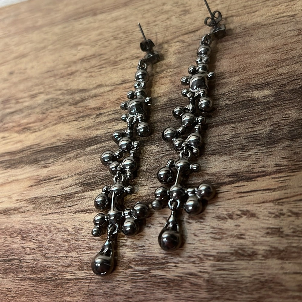 Black Rhinestone Dangle Earrings