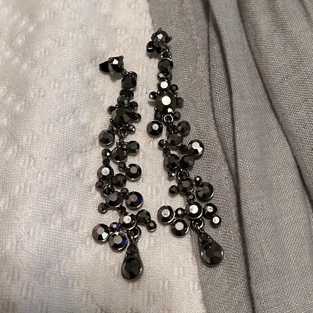 Black Rhinestone Dangle Earrings