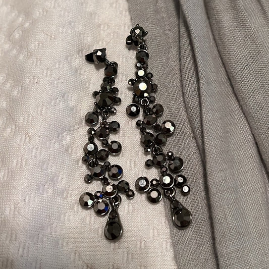 Black Rhinestone Dangle Earrings