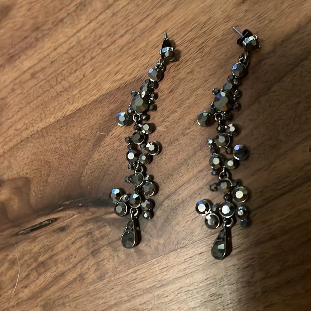 Black Rhinestone Dangle Earrings