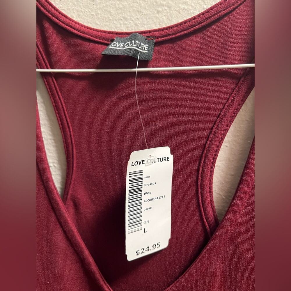 NWT Love Culture Burgandy Racerback Bodycon Dress Size L