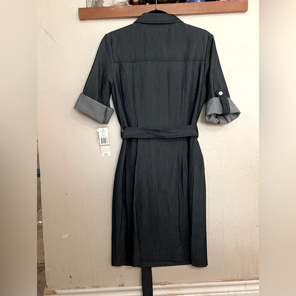 NWT Sharagano Stretch Navy Denim Style Midi Dress Size 8