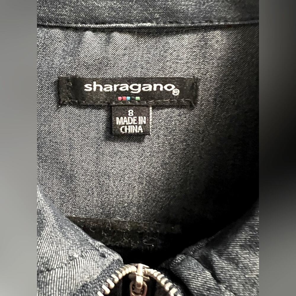 NWT Sharagano Stretch Navy Denim Style Midi Dress Size 8