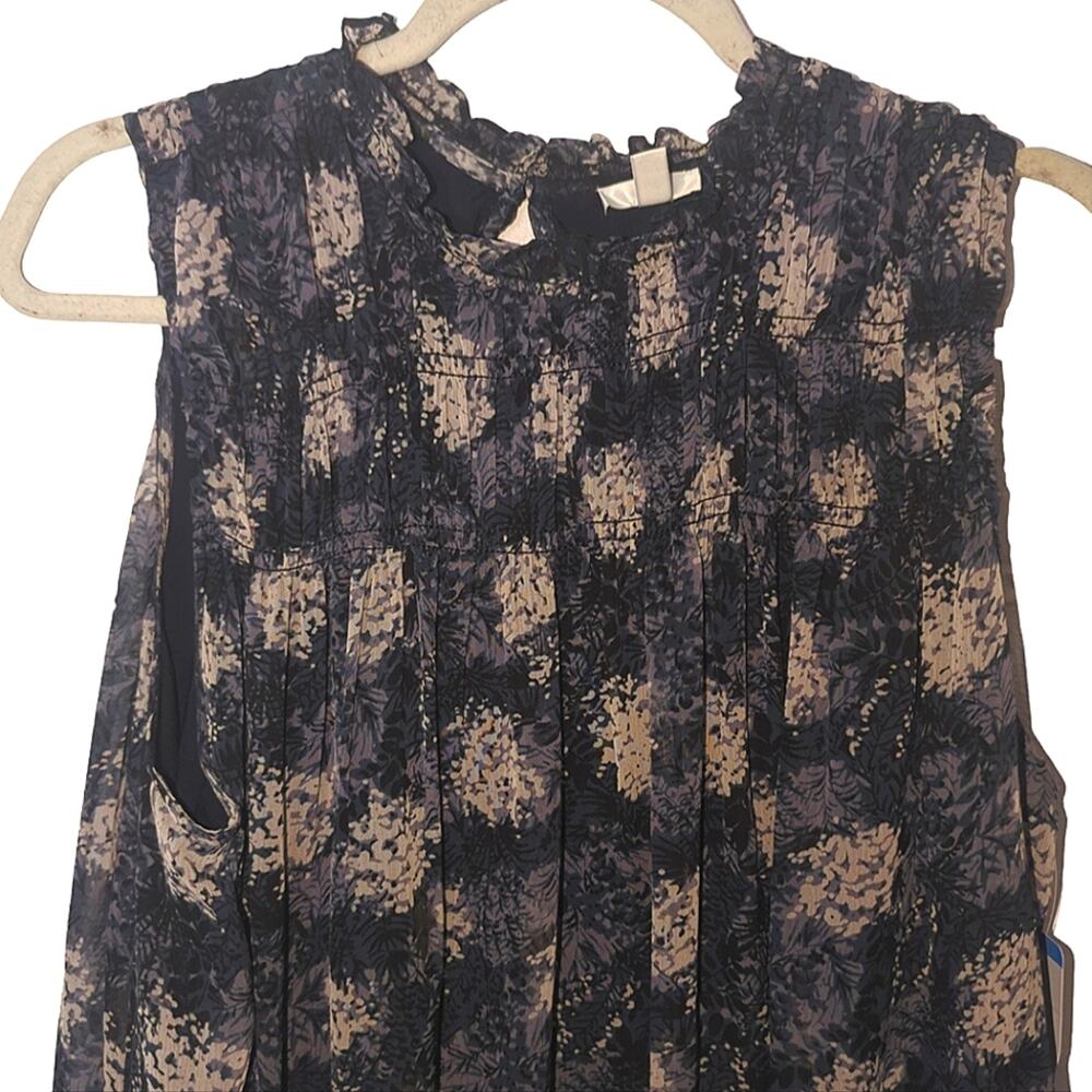 NWT Joie Sheer Overlay Sleeveless Blue Baltic Print Mini Dress Size Large