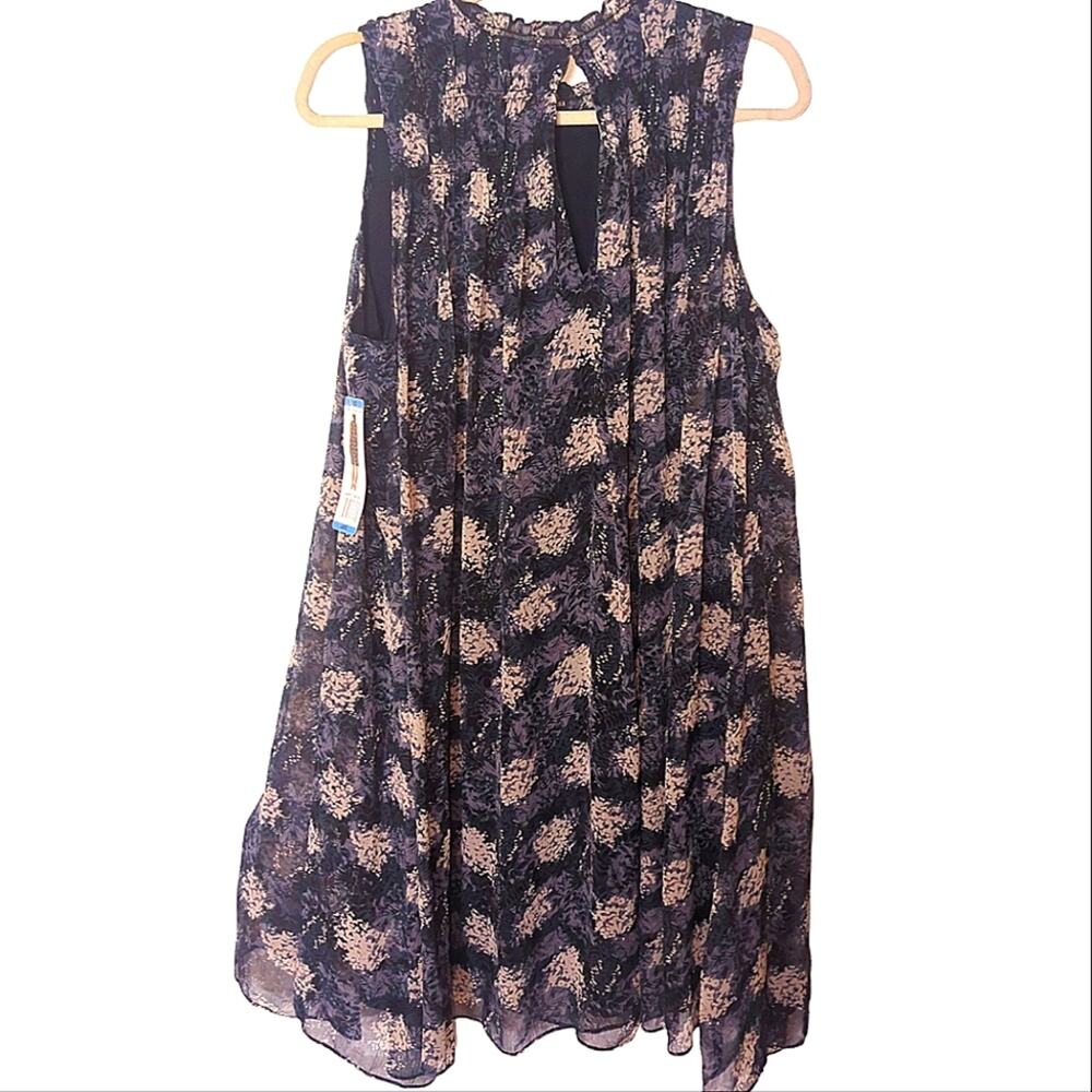 NWT Joie Sheer Overlay Sleeveless Blue Baltic Print Mini Dress Size Large
