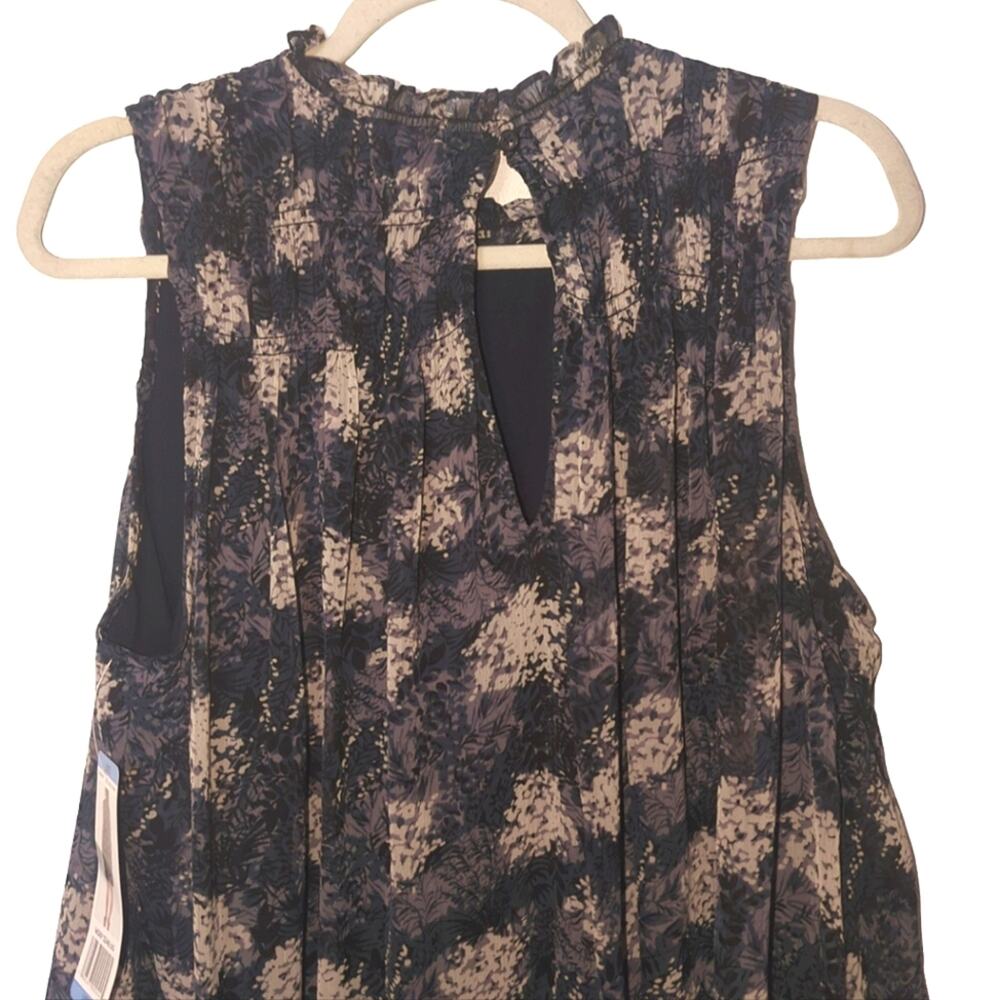 NWT Joie Sheer Overlay Sleeveless Blue Baltic Print Mini Dress Size Large
